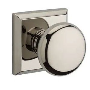 Polished Nickel Round Dummy Door Knob with Traditional Square Rose