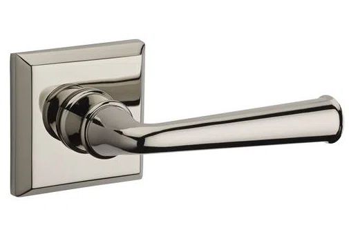 Polished Nickel Solid Brass Privacy Door Lever with Square Rose