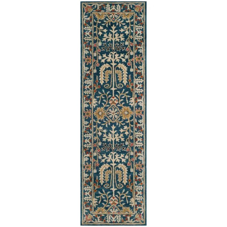 Hand-Tufted Dark Blue Wool Runner Rug, 2'3" x 12'