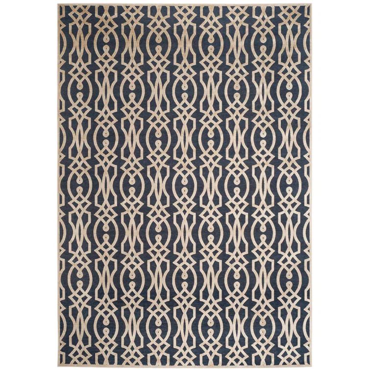Handmade Reversible Blue Spot 5' x 7' Viscose-Cotton Blend Rug