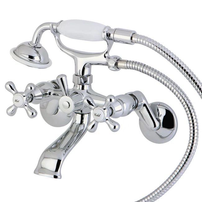 Victorian Elegance Polished Chrome Clawfoot Tub Faucet with Handshower