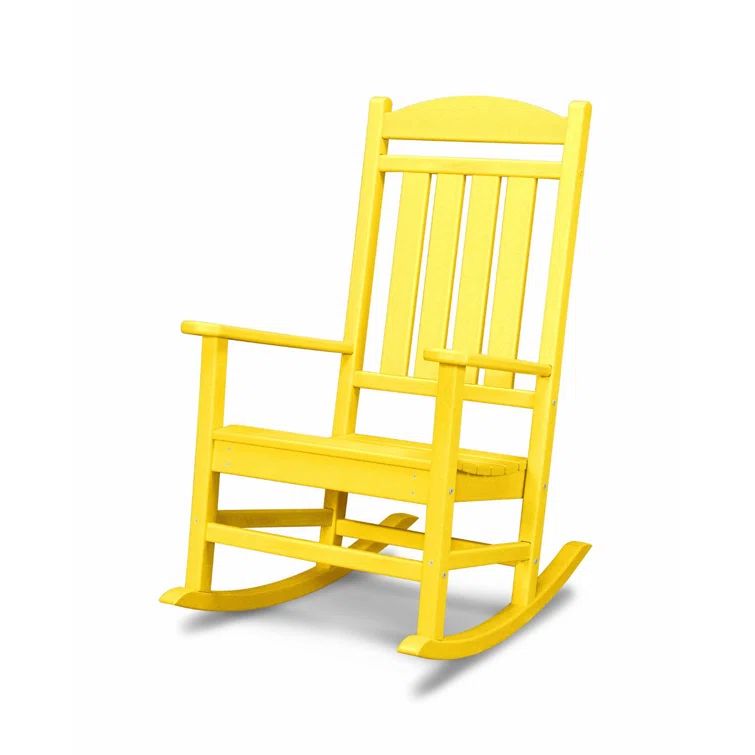 Lemon Yellow Poly Lumber Outdoor Rocking Chair with Arms