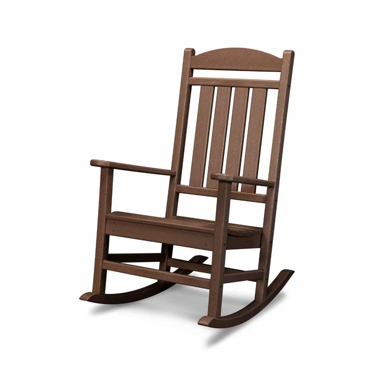 Mahogany Stately Outdoor Rocking Chair with Arms