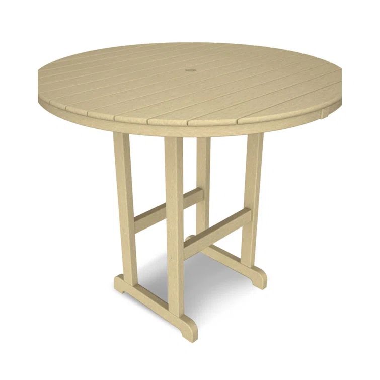 Beige High-Density Polyethylene Round Bar Table with Umbrella Hole