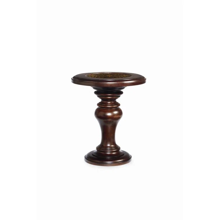 Valencia Traditional Brown Round Wood & Metal Chairside Table