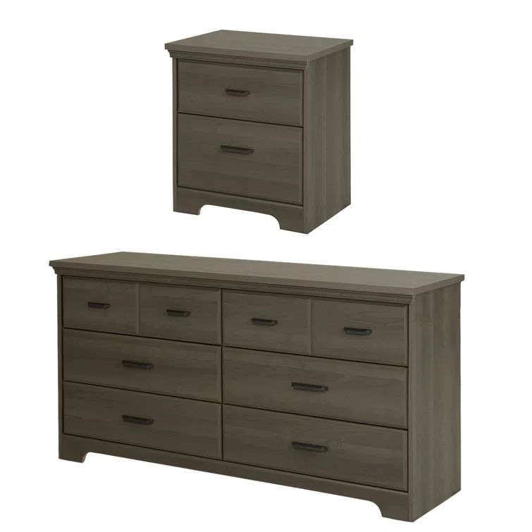 Gray Maple 6-Drawer Double Dresser with Sleek Metal Handles