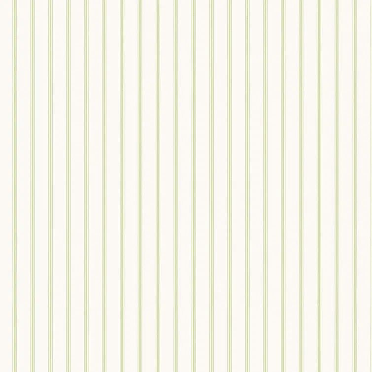 Green and White Vertical Stripe Vinyl Wallpaper Roll