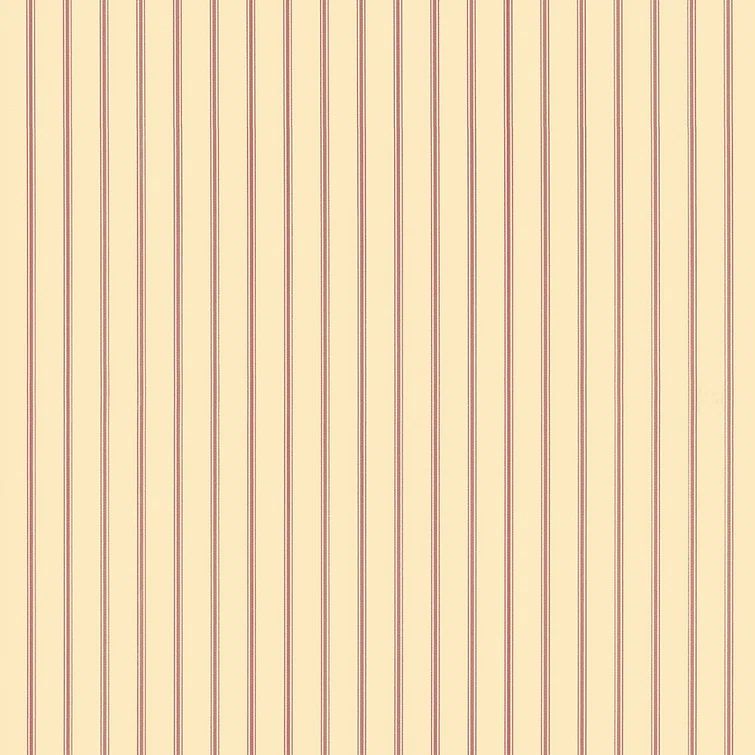 Light Ochre and Red Vinyl-Coated Striped Wallpaper Roll