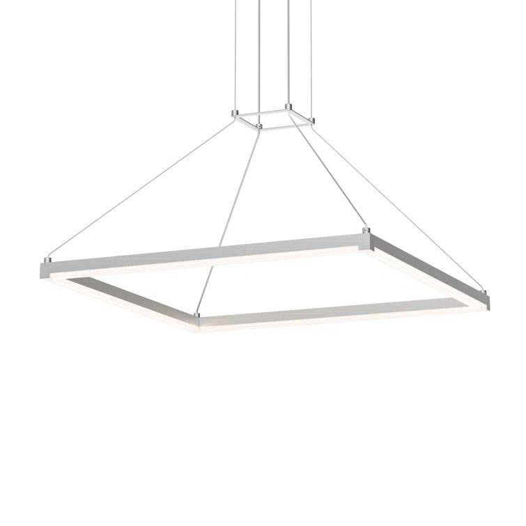 Bright Satin Aluminum LED Square Pendant Light