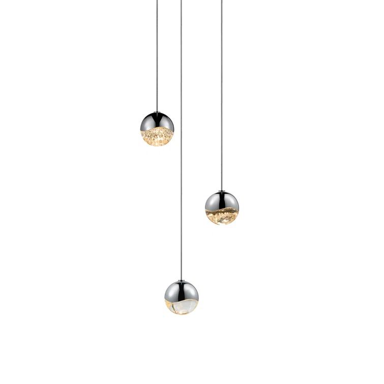 Crystal Globe LED Pendant Light in Satin Nickel Finish