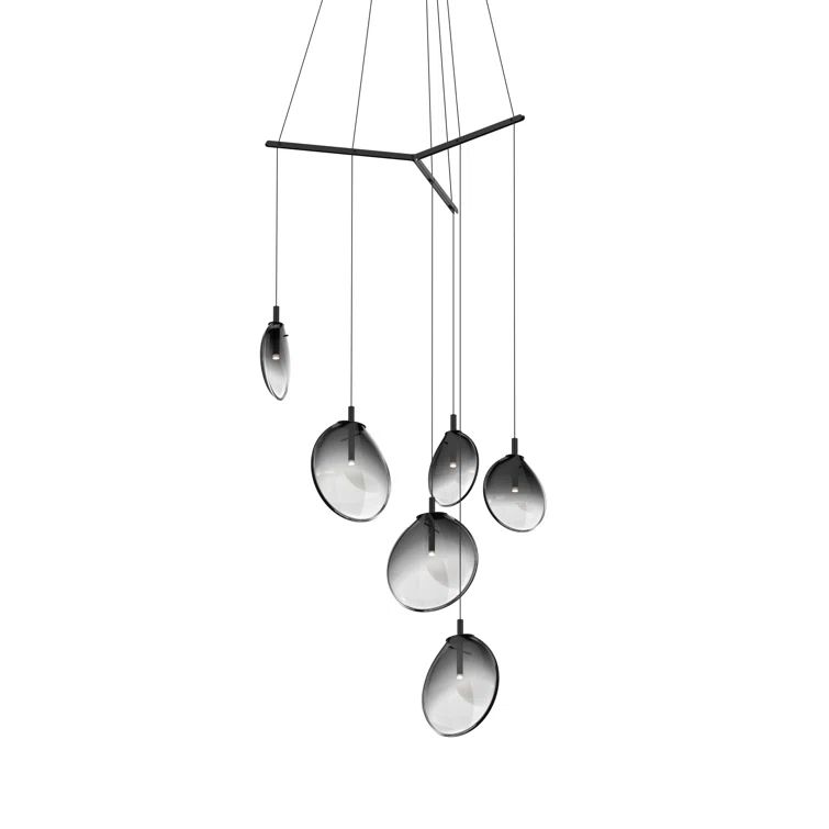 Cantina 6-Light Black Glass LED Cluster Pendant