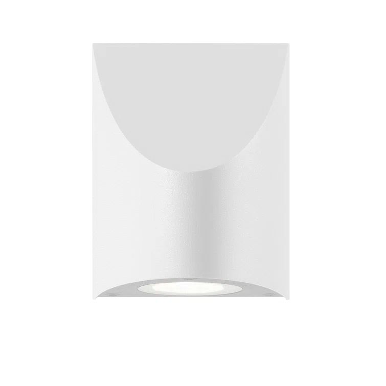 Shear Small LED Outdoor Wall Light in Textured White and Bronze