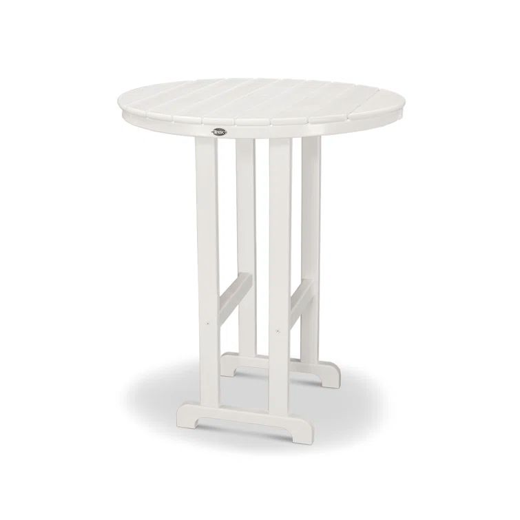 Classic White 48-Inch Round Outdoor Bar Table with HDPE Frame