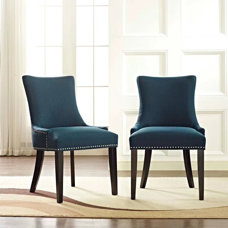 Azure Parsons Upholstered Side Chair with Wood Legs