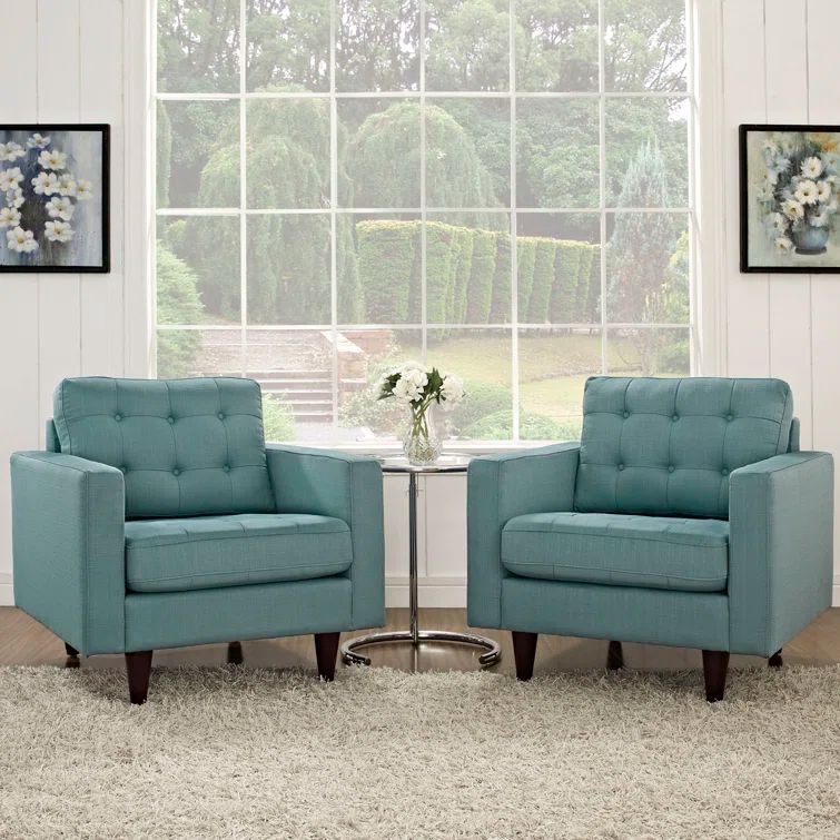 Empress Laguna Mid-Century Tufted Fabric Accent Chair