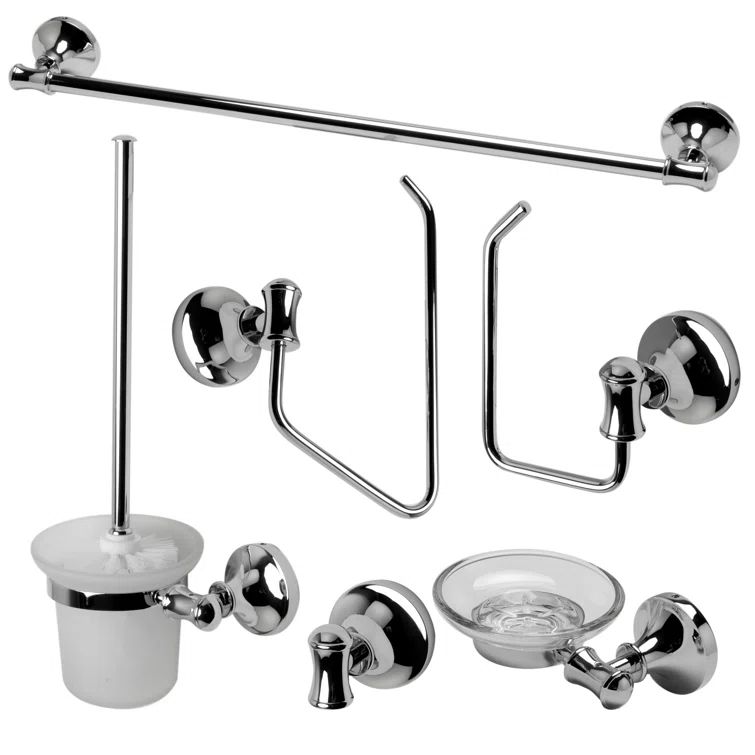 Polished Chrome 6-Piece Metal Bathroom Accessory Set