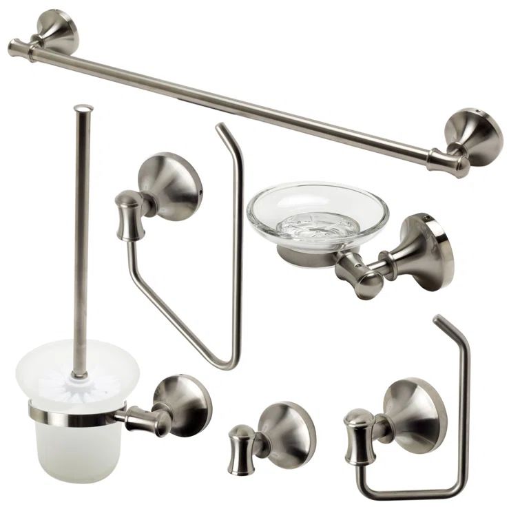 Brushed Nickel 6-Piece Metal Bathroom Accessory Set
