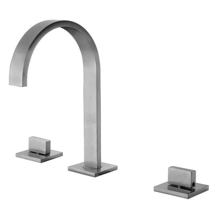 Brushed Nickel Gooseneck Widespread Bathroom Faucet