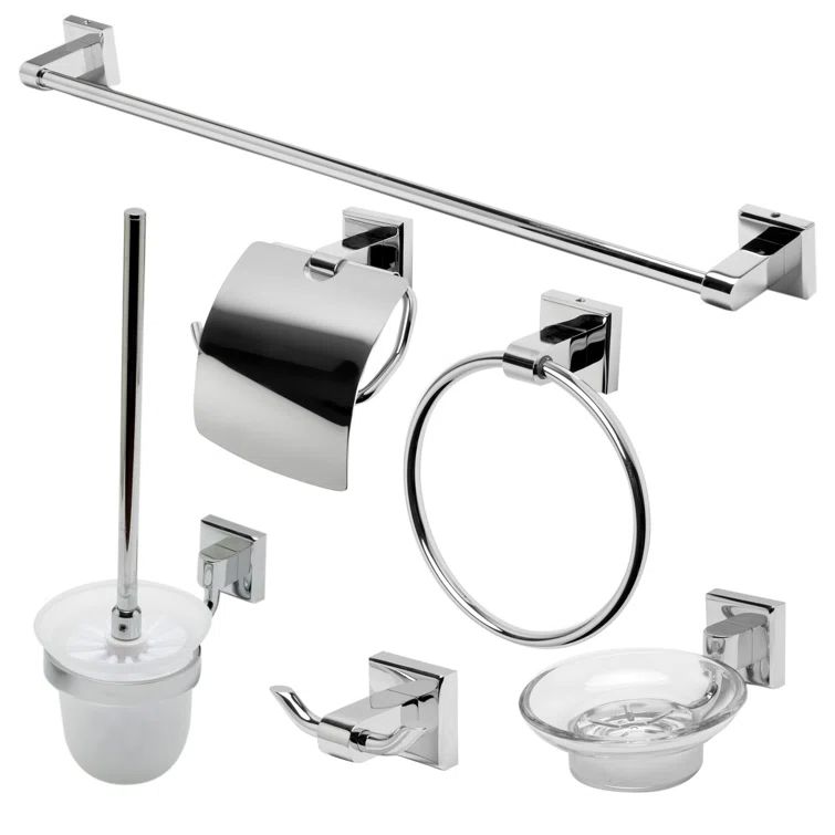 Polished Chrome 6-Piece Bathroom Accessory Set