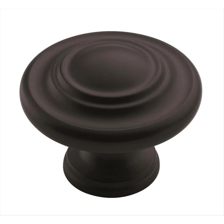 Matte Black 1-3/4 Inch Round Cabinet Knob with Mounting Hardware