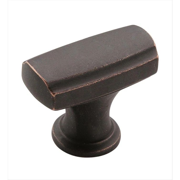 Dark Oiled Bronze Rectangular Cabinet Knob with Mounting Hardware