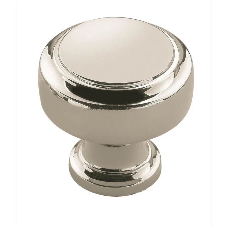 Polished Nickel Round Cabinet Knob with Mounting Hardware