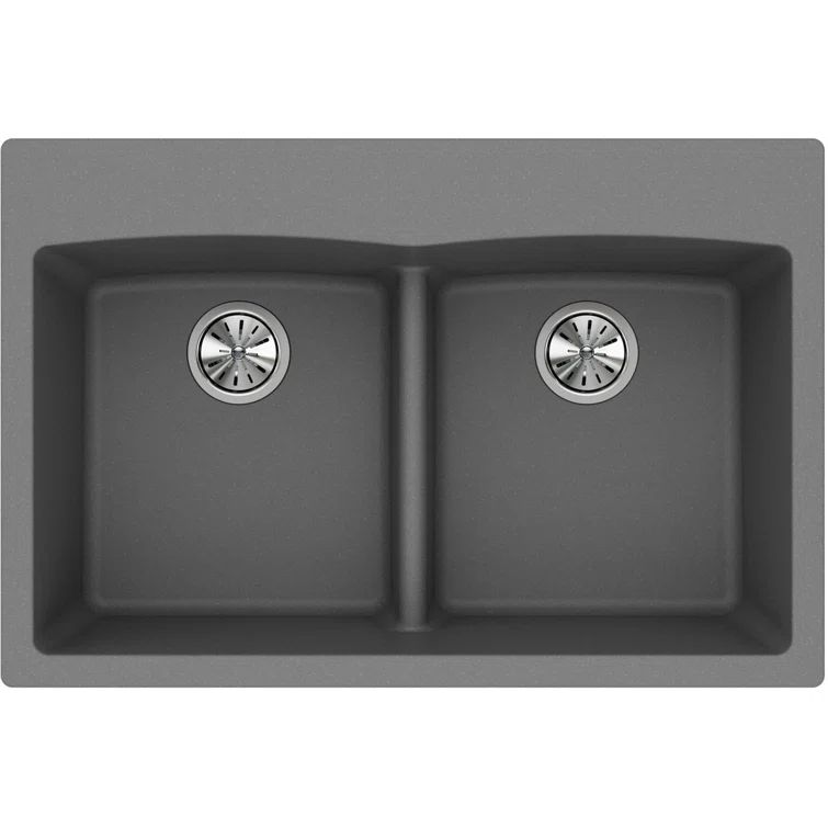 Greystone Quartz Double Basin Drop-In Kitchen Sink