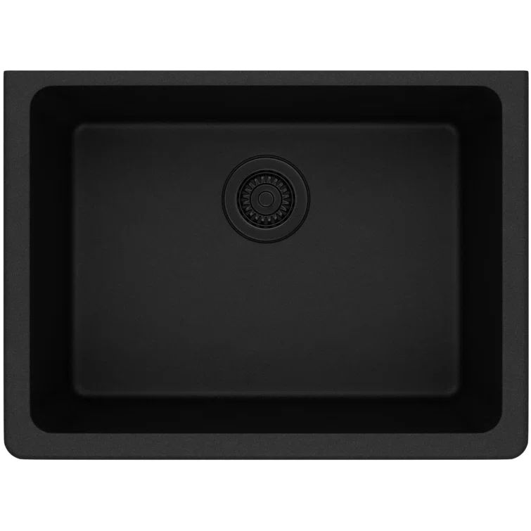 Black Quartz Single Bowl Undermount Kitchen Sink