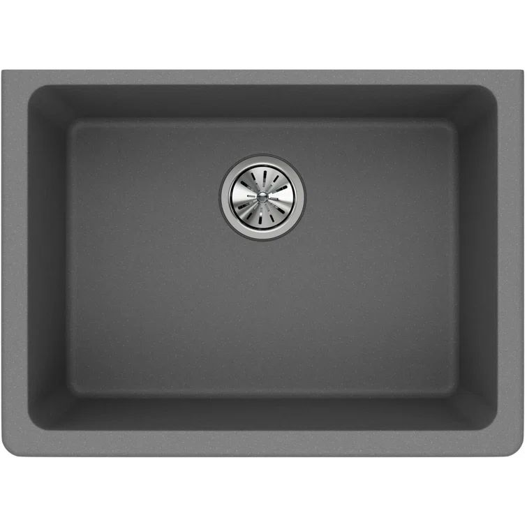 Quartz Classic Silver Gray Single Bowl Undermount Kitchen Sink