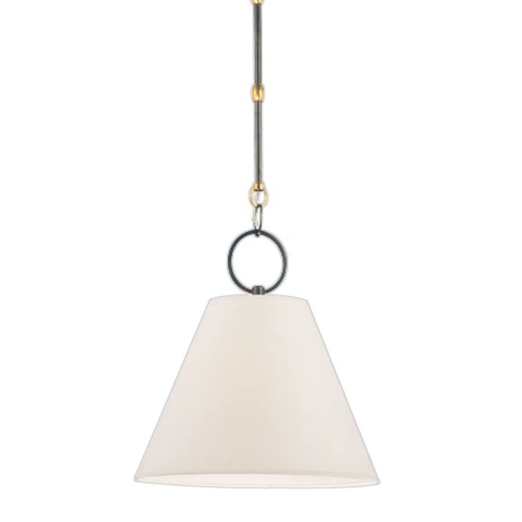 Distressed Bronze Indoor/Outdoor Pendant Light with Off-White Parchment Shade