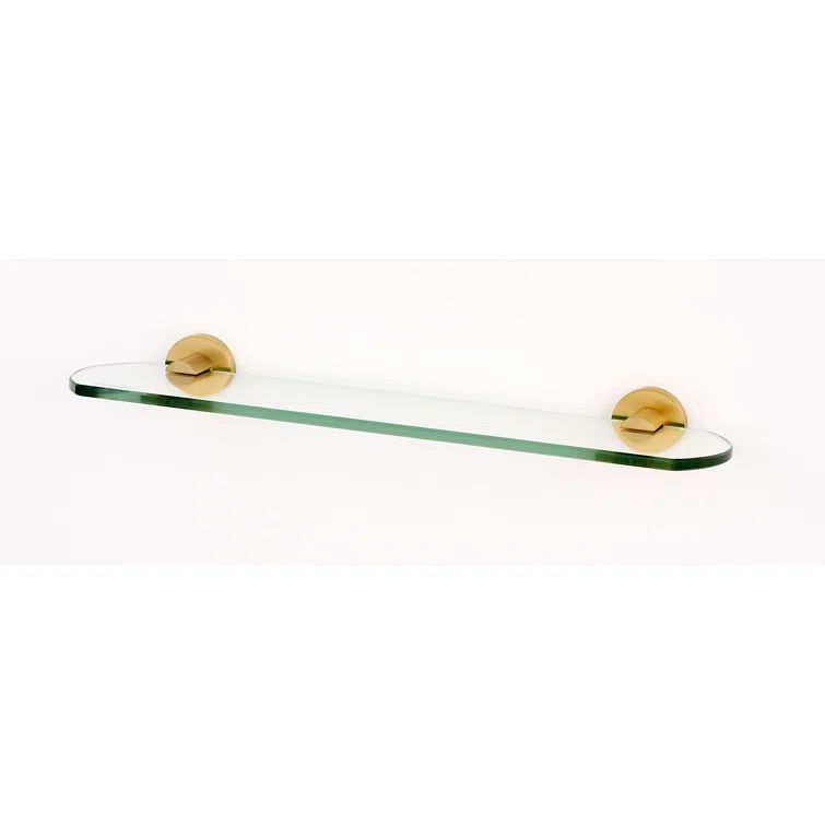 18" Satin Brass and Glass Wall Shelf