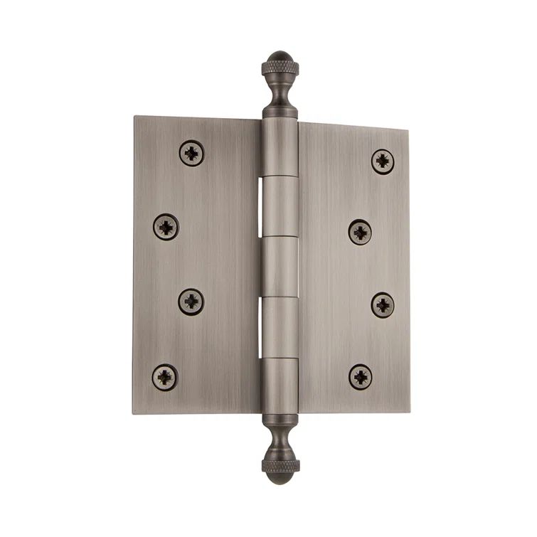 Grandeur 4" Antique Pewter Brass Door Hinge with Acorn Tips