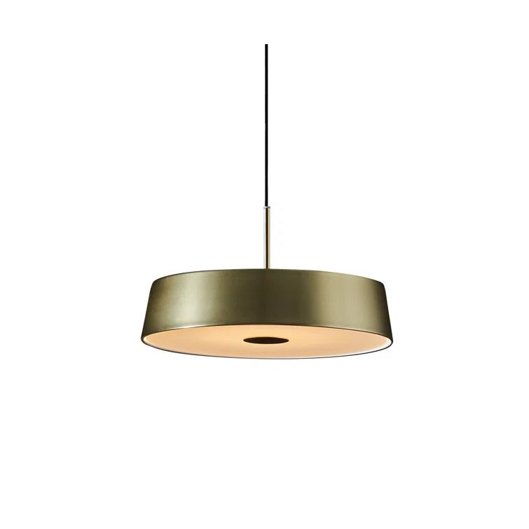 Contemporary Matte Brass/Black Drum LED Pendant Light