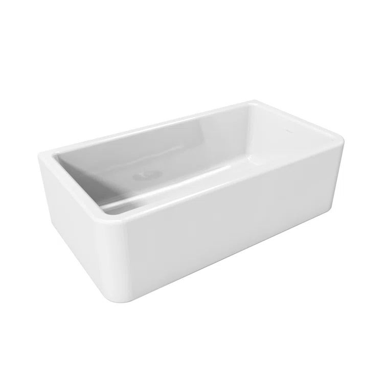 White Fireclay Rectangular Farmhouse Single Bowl Sink