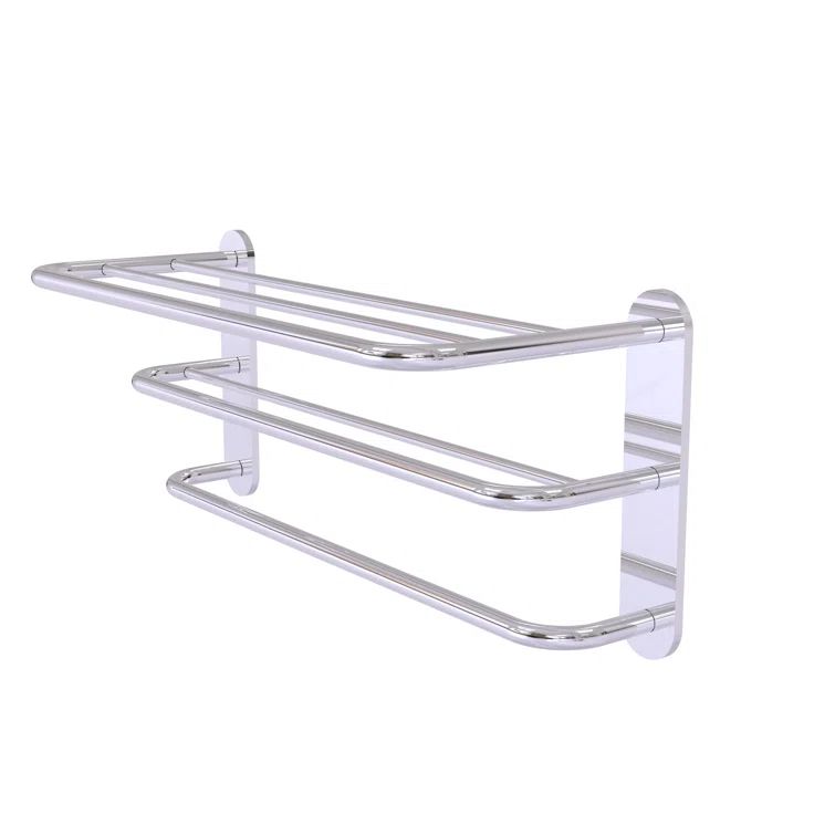 Polished Chrome Wall Mounted Three Tier Towel Shelf