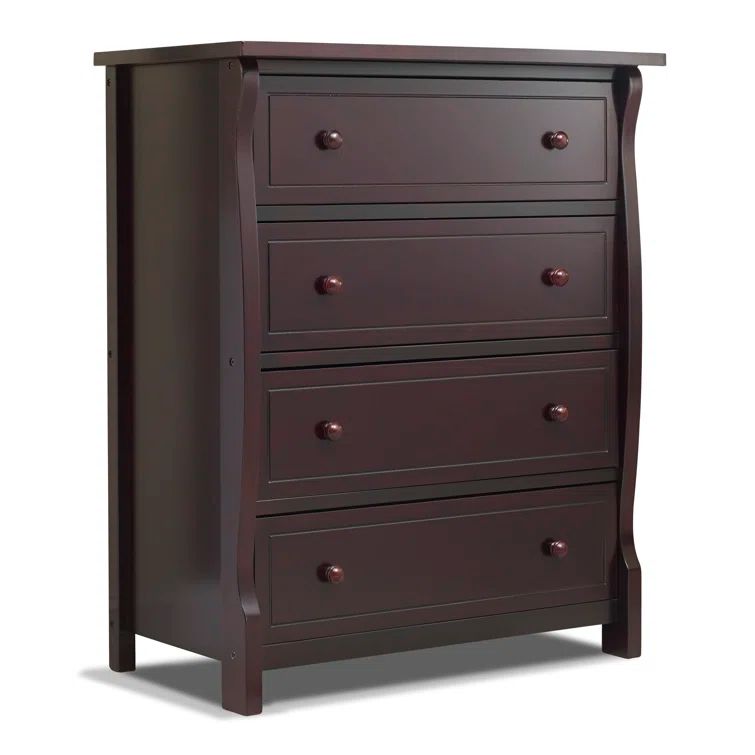 Espresso Solid Wood 4-Drawer Nursery Dresser