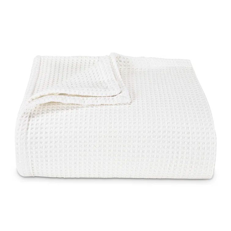 Full White Cotton Knitted Reversible Blanket