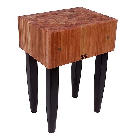 Cherry Wood Butcher Block Prep Table with Black Legs