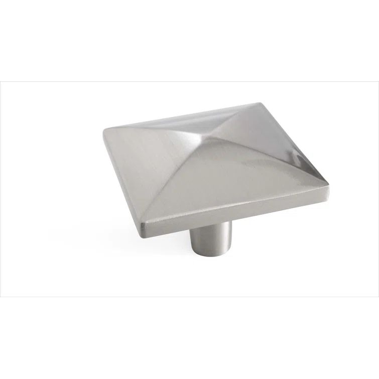Satin Nickel Square Modern Cabinet Knob with Mounting Hardware