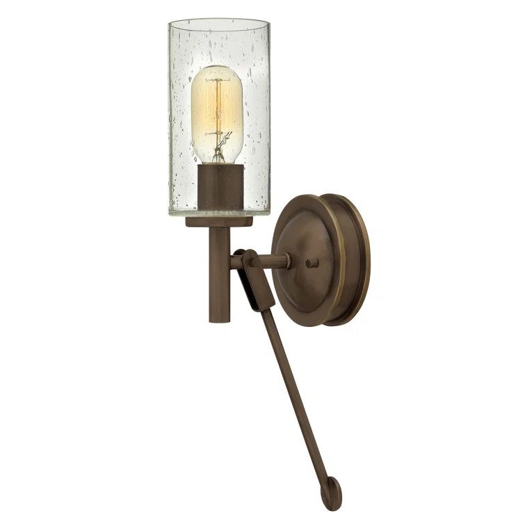 Collier Dimmable Light Oiled Bronze Sconce with Clear Seedy Glass