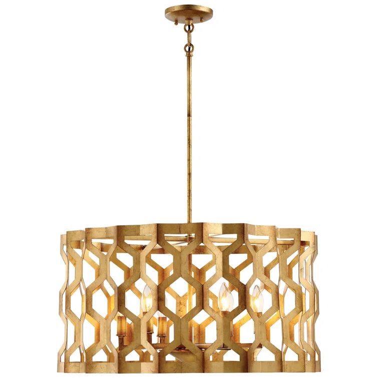 Metropolitan Coronade 6-Light Pandora Gold Leaf Drum Chandelier
