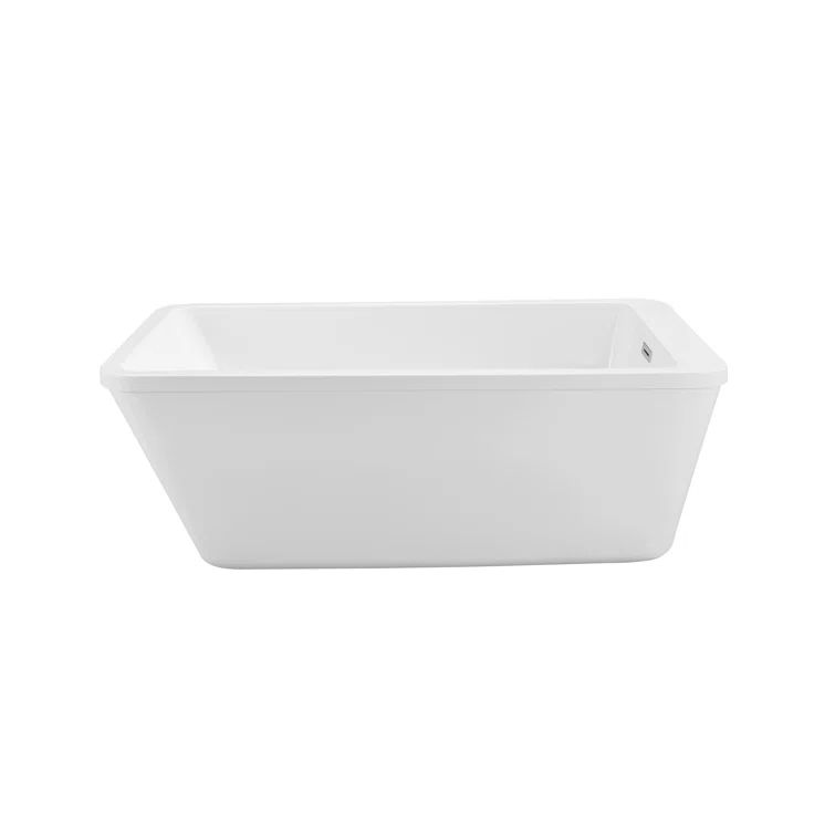 White Acrylic Freestanding Clawfoot Bathtub, 60 Inches