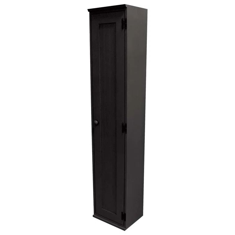 Black Solid Wood Freestanding Office Locker with Adjustable Shelving