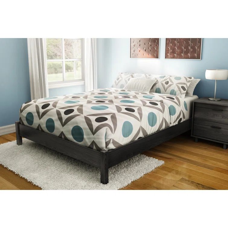 Gray Oak Queen Platform Bed Frame with Storage Drawer