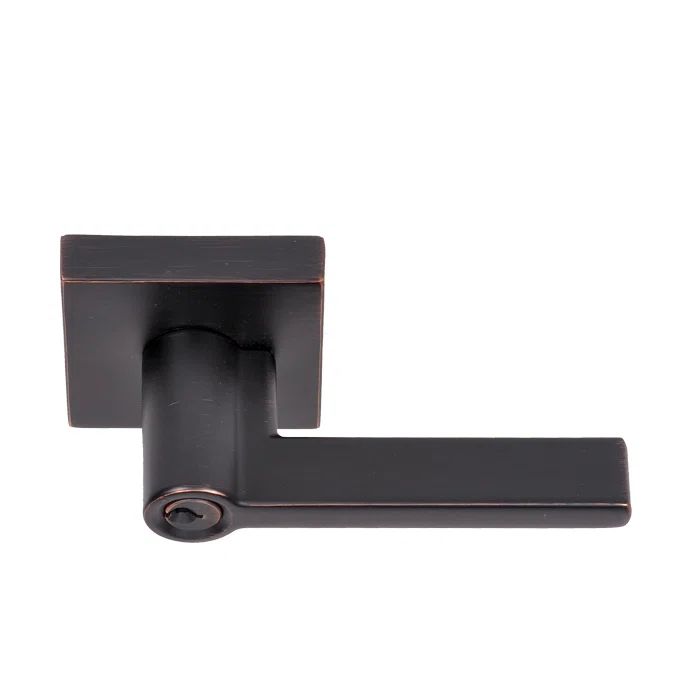 Dark Bronze Square Rosette Keyed Entry Door Lever