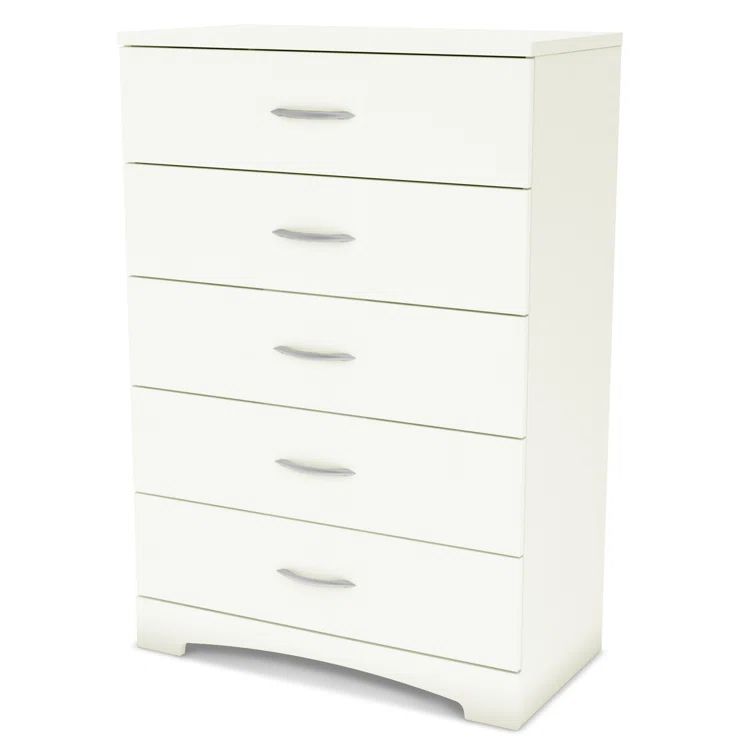 Pure White Laminated Particle Board 5-Drawer Nursery Dresser