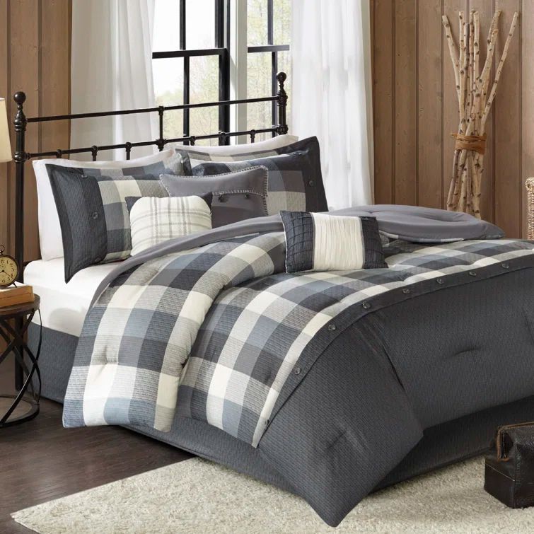 Gray King Herringbone Microfiber Comforter Set