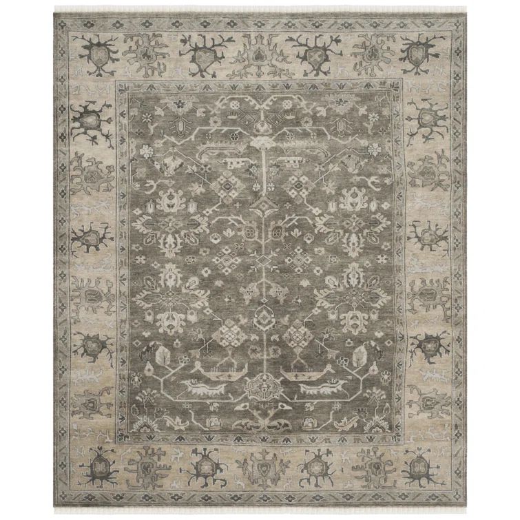 Hand-Knotted Charcoal Gray Oushak Wool Runner Rug - 3' x 10'