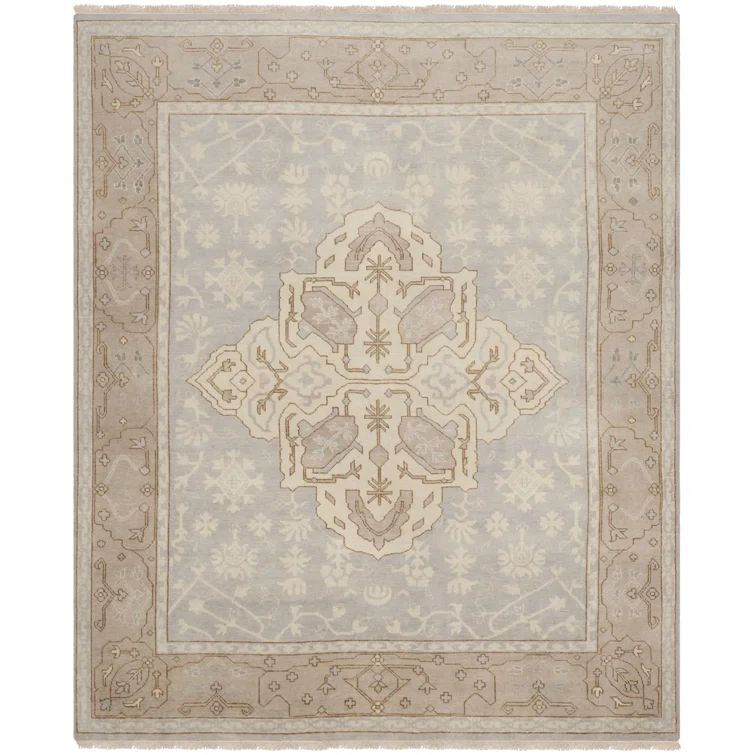Elysian Light Blue Hand-Knotted Wool 10' x 14' Area Rug