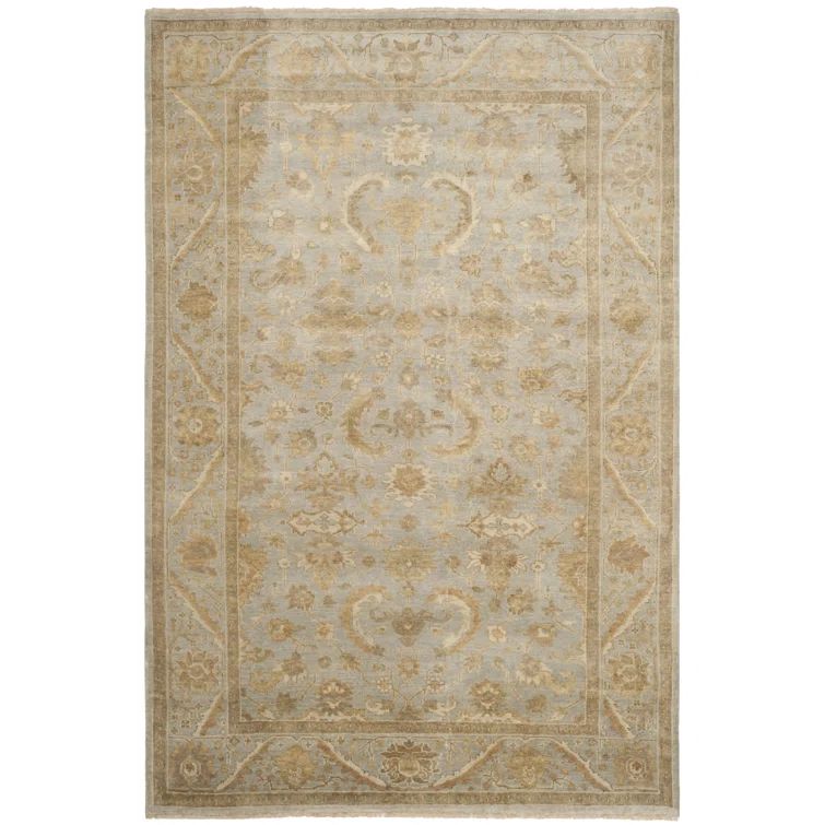 Handmade Light Blue Wool 10' x 14' Rectangular Area Rug